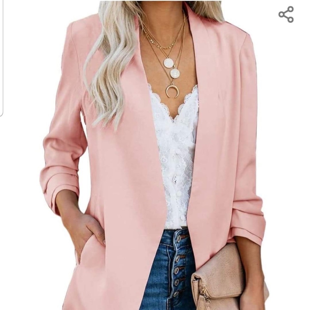 XL Women’s blush blazer jacket 3/4 length sleeve